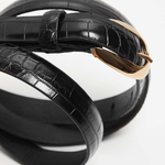 Belt black with embossing thin L-PA-4007 MOODO