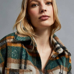 Beige checked shirt jacket