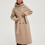 Beige women's coat with hood
