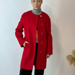 Women's demi-season red woolen coat Mirella moda