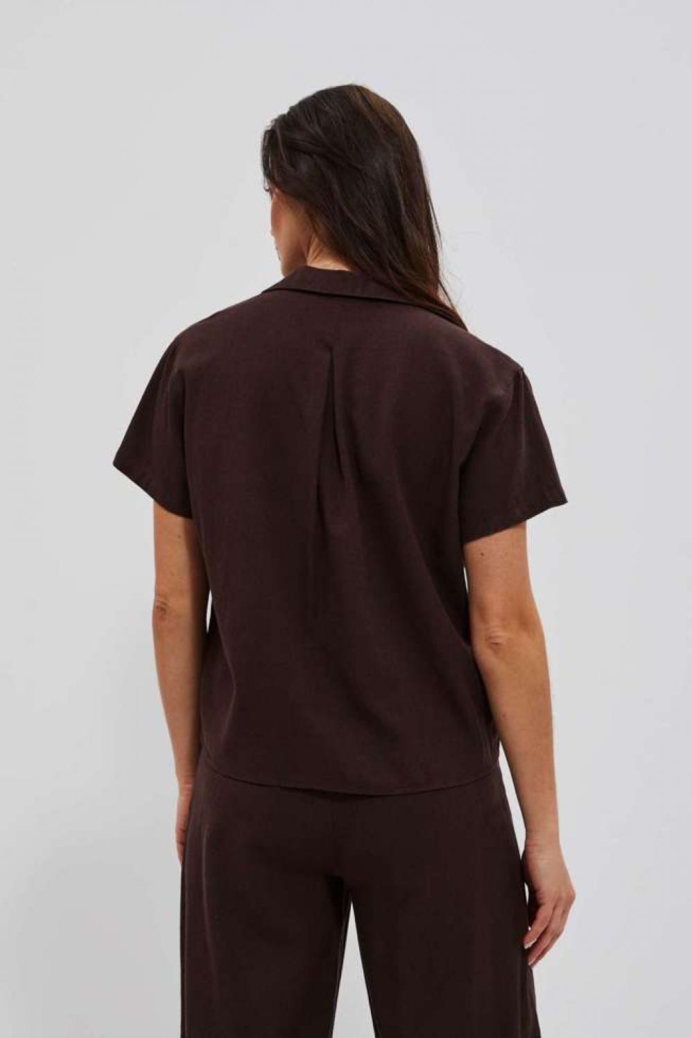 Blouse linen brown Moodo L-KO-4054