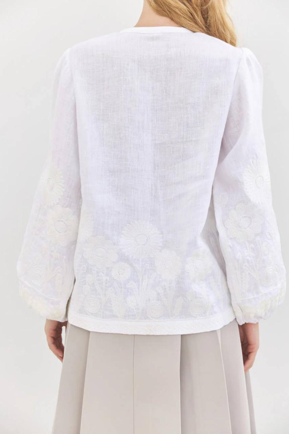 Embroidered women's blouse white on white author's work