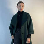 Пальто жіноче демісезонне з вовни смарагдове Mirella moda