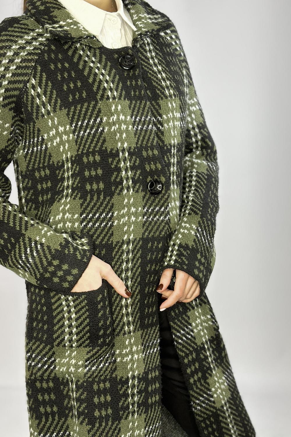 Cardigan in khaki check Marina V 20-464