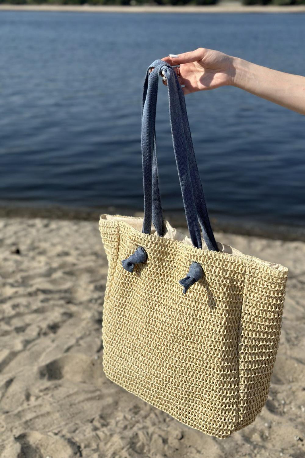 Bag beige from artificial straw L-TO-4017 Moodo
