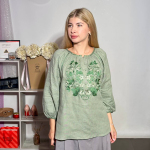 Embroidered GEM women's white Richelieu linen dress