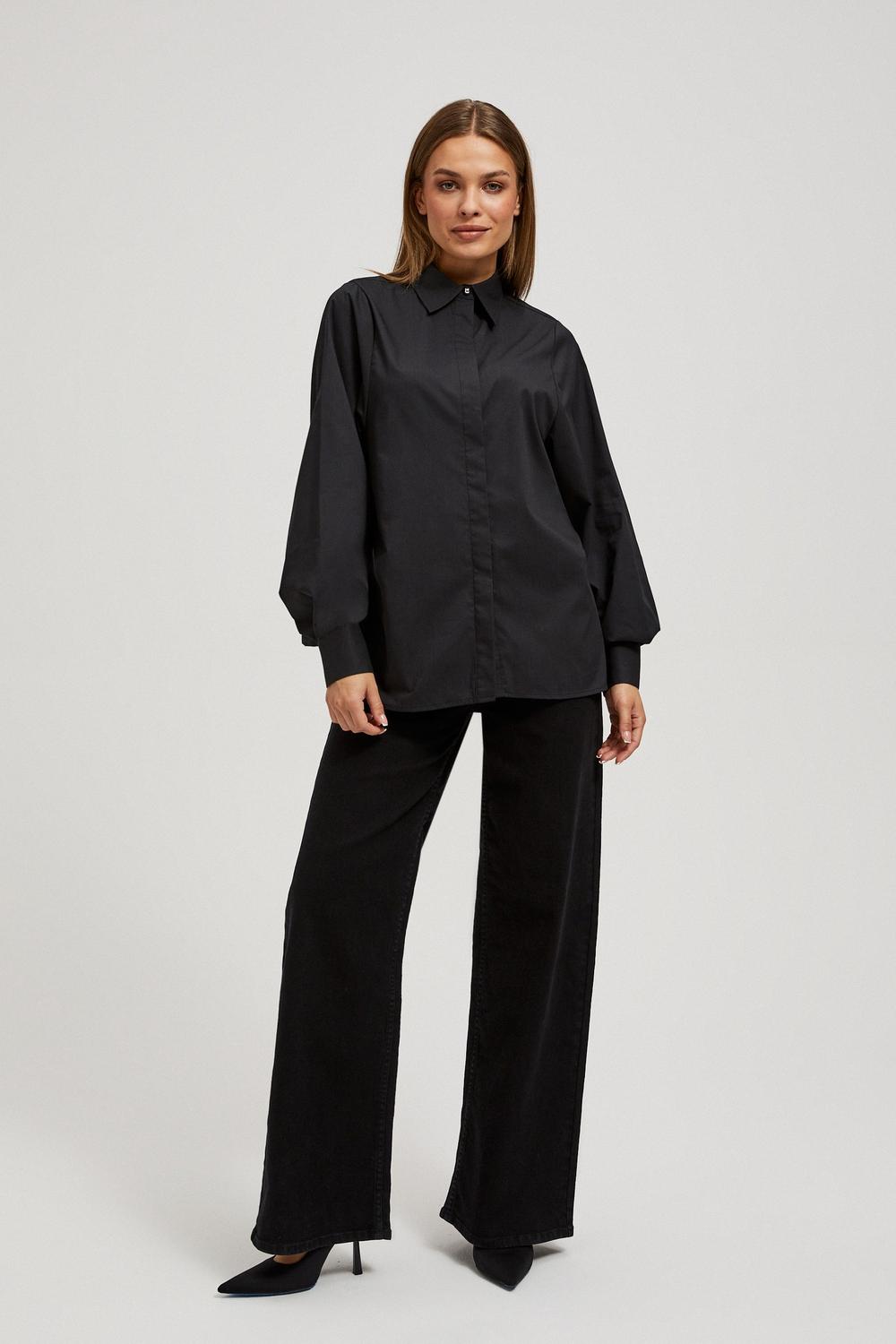 Women's basic black shirt with an elastic band on the back Z-KO-4221 MOODO