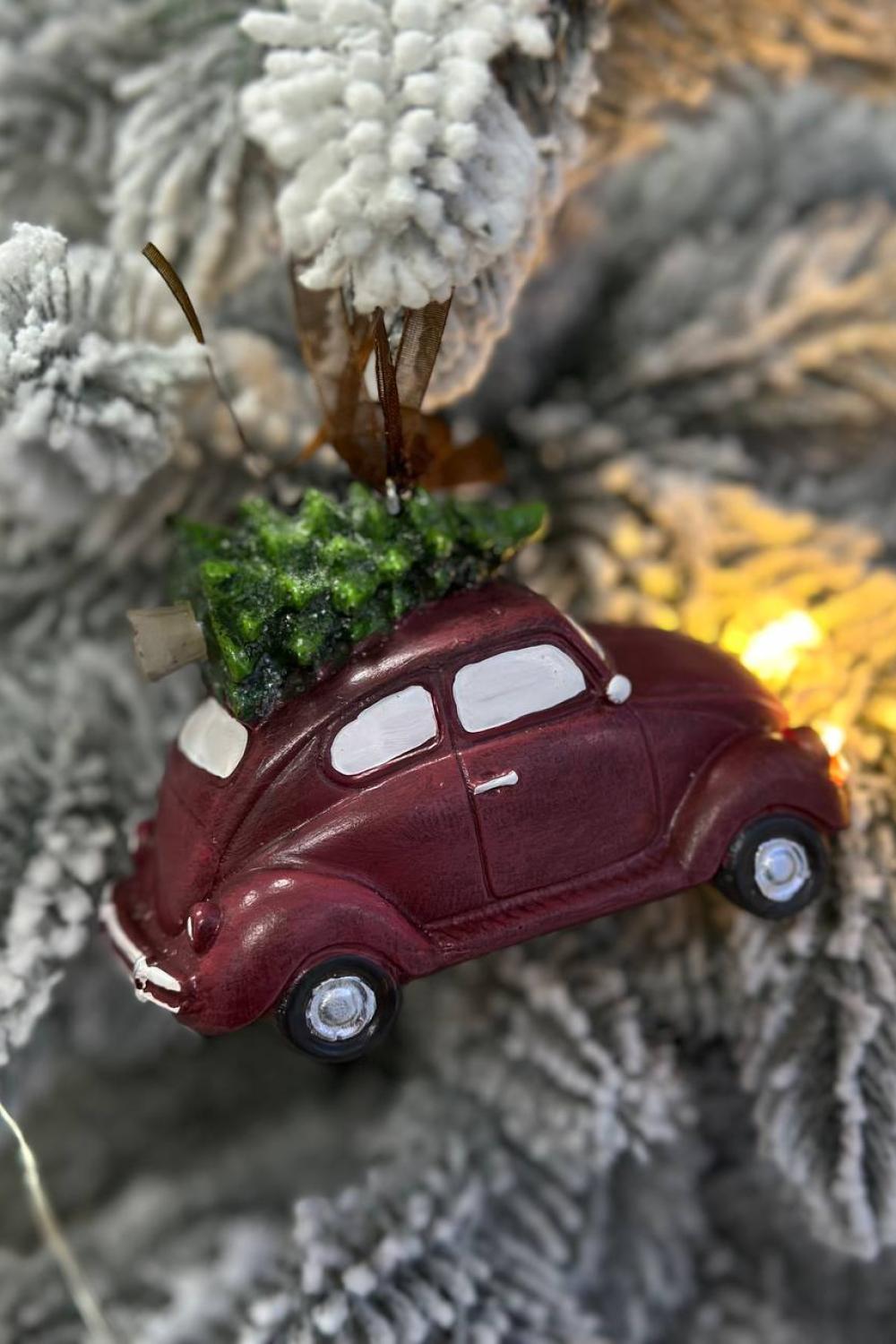 Christmas pendant / Car dark red with LED backlight