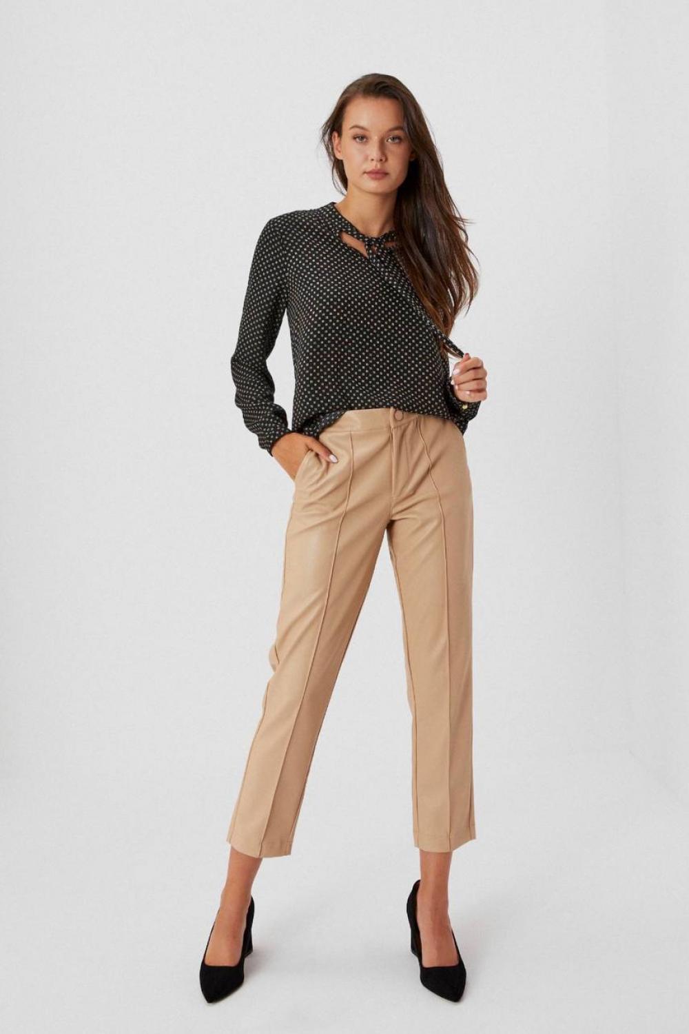 Pants women's beige eco-leather Z-SP-3618 MOODO
