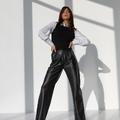 Palazzo pants made of eco-leather black 250.1 Artmon