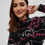 Blouse black in print L-KO-3710 MOODO