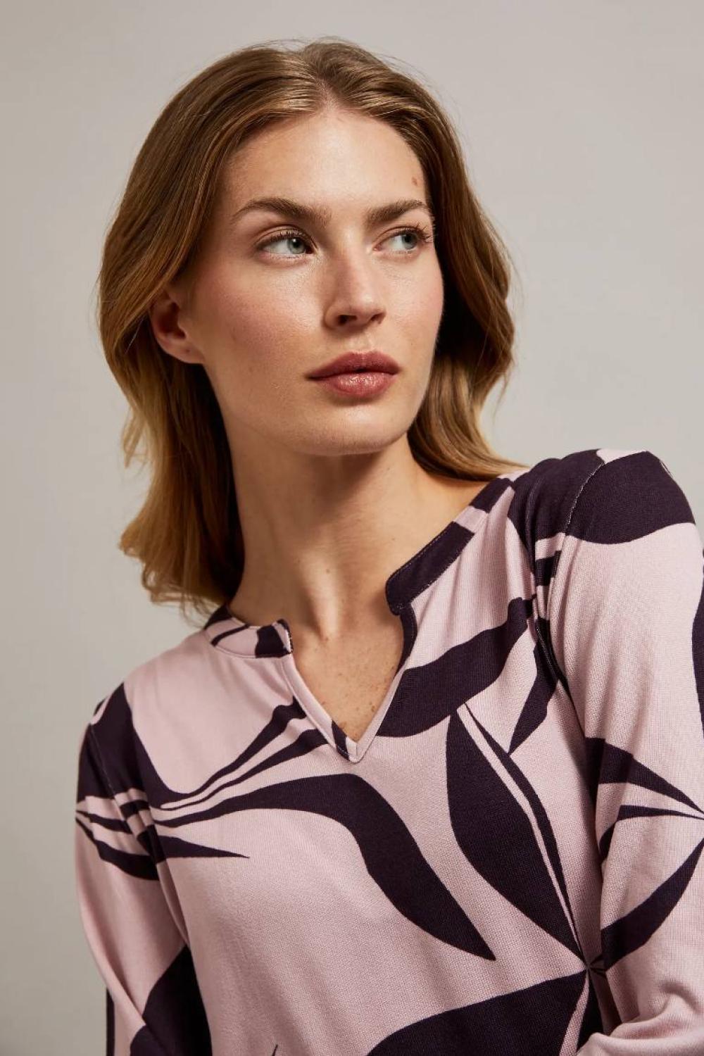 pink printed sweater