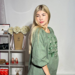 Women's green embroidered shirt of the author's work