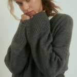 Loose dark gray wool jumper