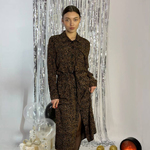 Copper shirt dress leopard print 20AH552. France. Yuka Paris