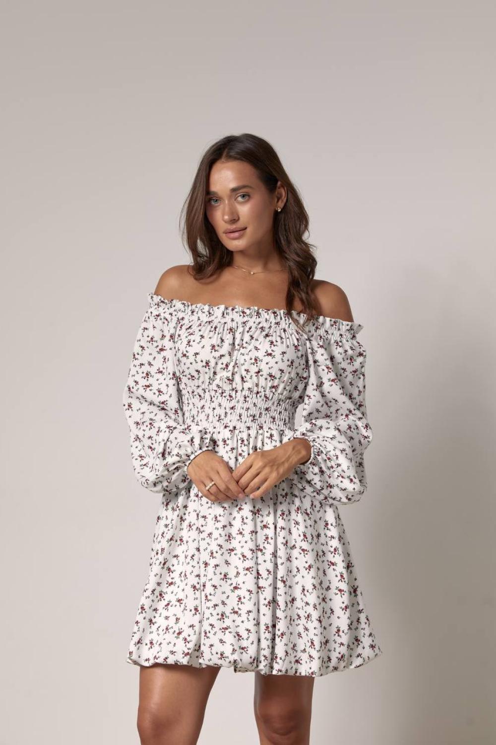 Mini dress with a flower