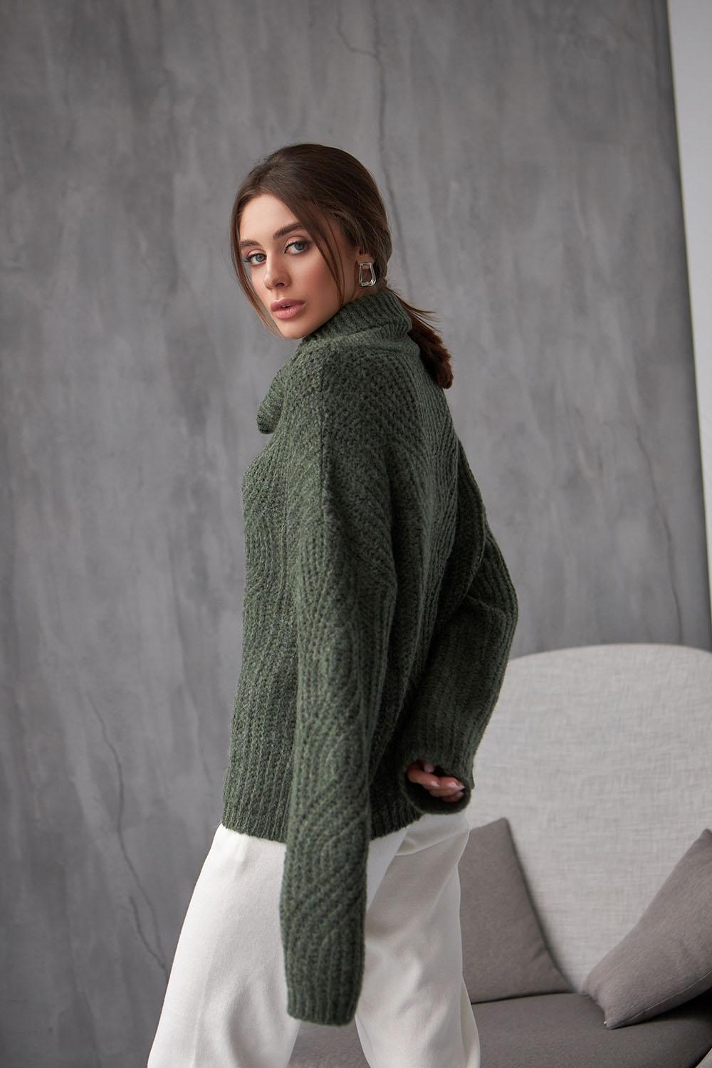 Women's warm sweater in khaki color 2020 BELLISE