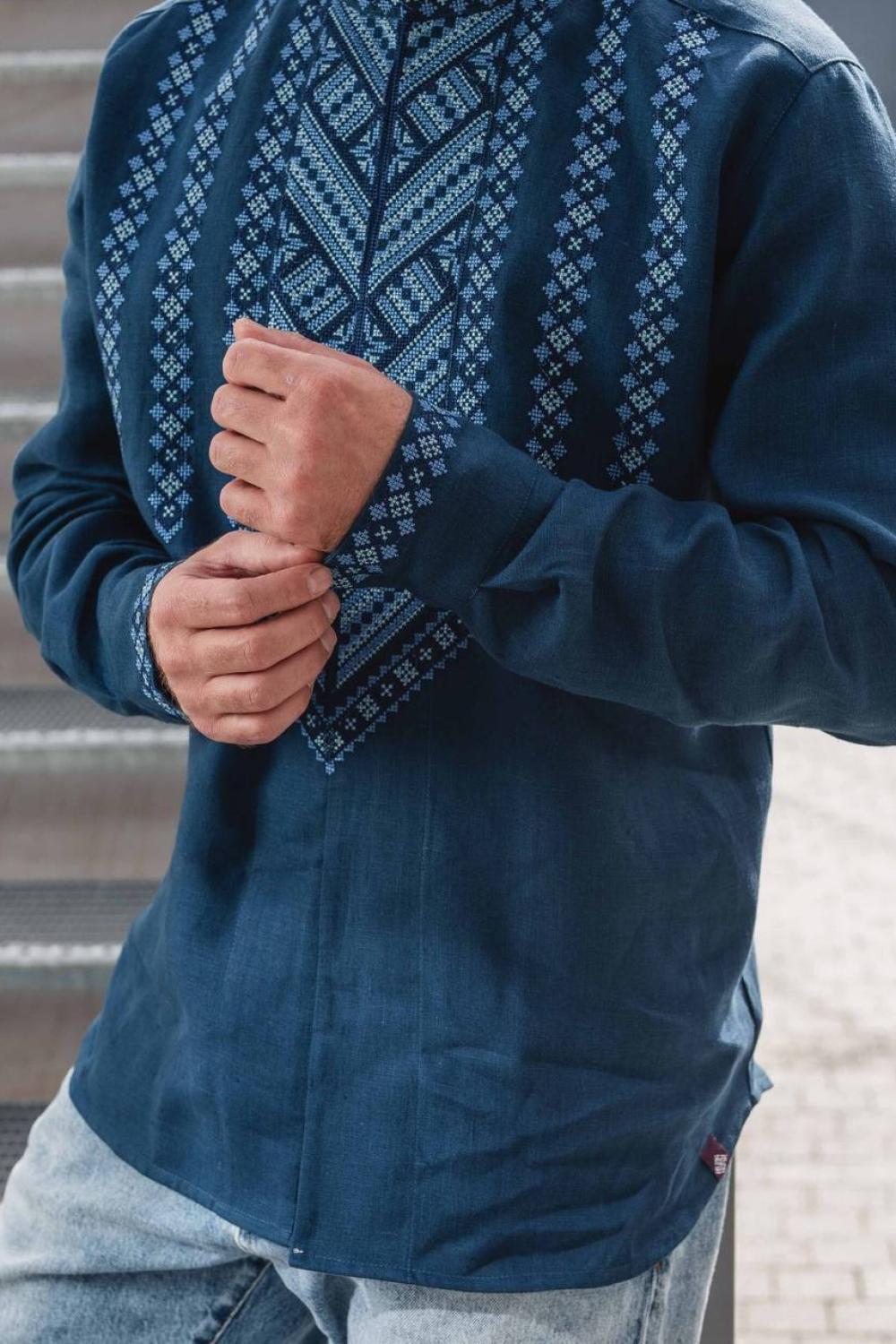 Men's embroidered linen shirt