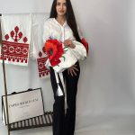 Women's embroidered shirt red poppies from Embroidered Jem