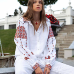 Women's embroidered linen shirt