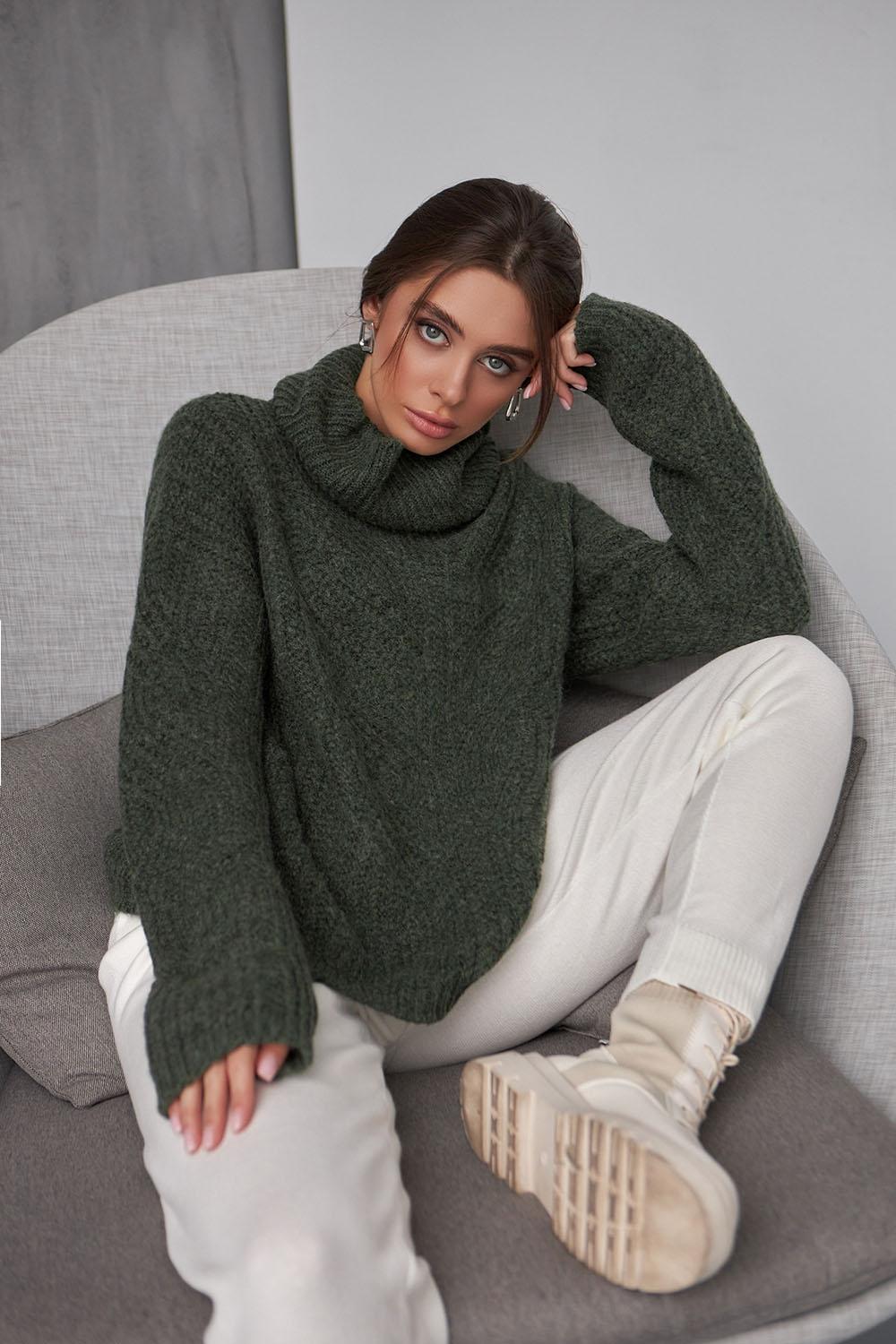 Women's warm sweater in khaki color 2020 BELLISE