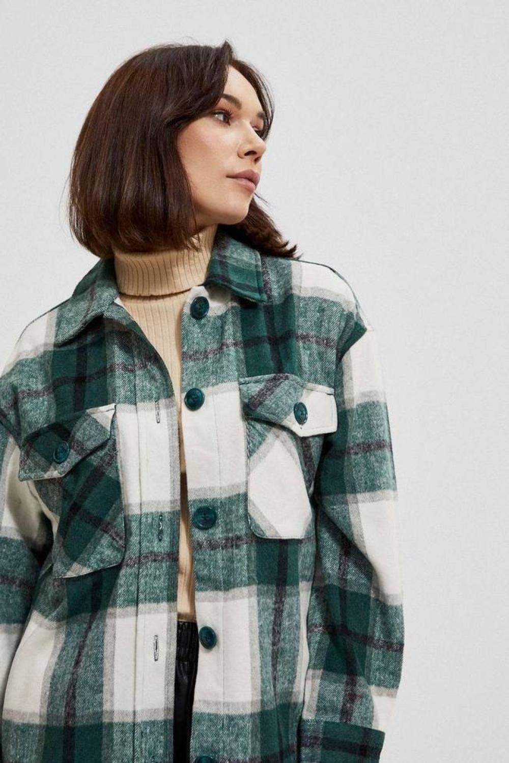 Green checked shirt jacket