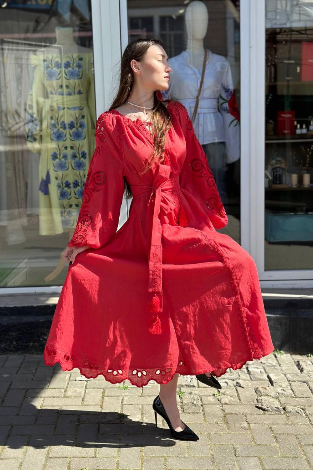 Красное платье вышиванка купить Киев Запорожье