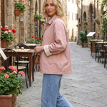Short women's powder pink trench coat wiya