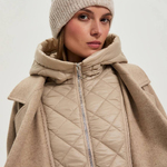 Beige women's coat with hood