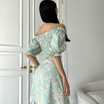 Mini dress olive in floral print Larionoff