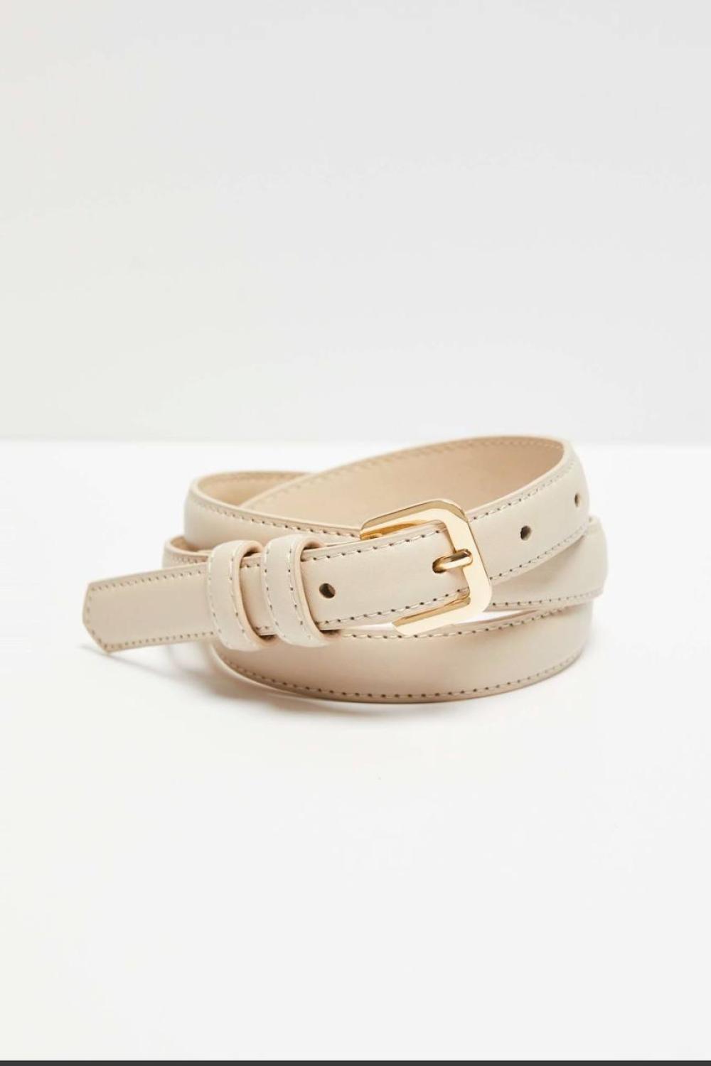 Beige eco-leather belt for women L-PA-4006 MOODO