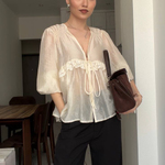 Ecru semi-transparent blouse mihos_tancel_ecru