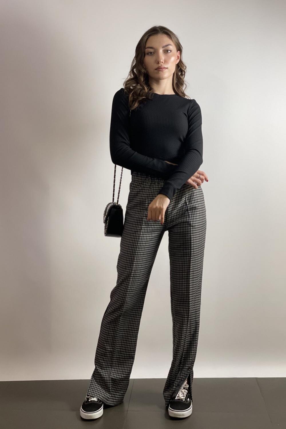 Plaid trousers with slits RANDY 05-SP-490