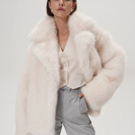 Milk cropped fur coat
