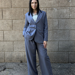 Suit women's trouser classic gray and blue 6563 AZURI