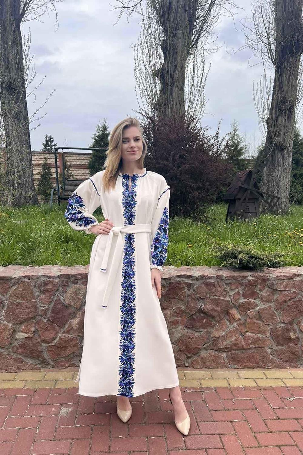 Long formal dress with blue flowers HARDY