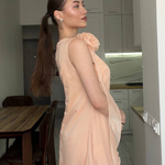 Short peach-colored party dress peach_dress