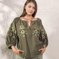 Embroidered woman jacket in khaki color MAXA
