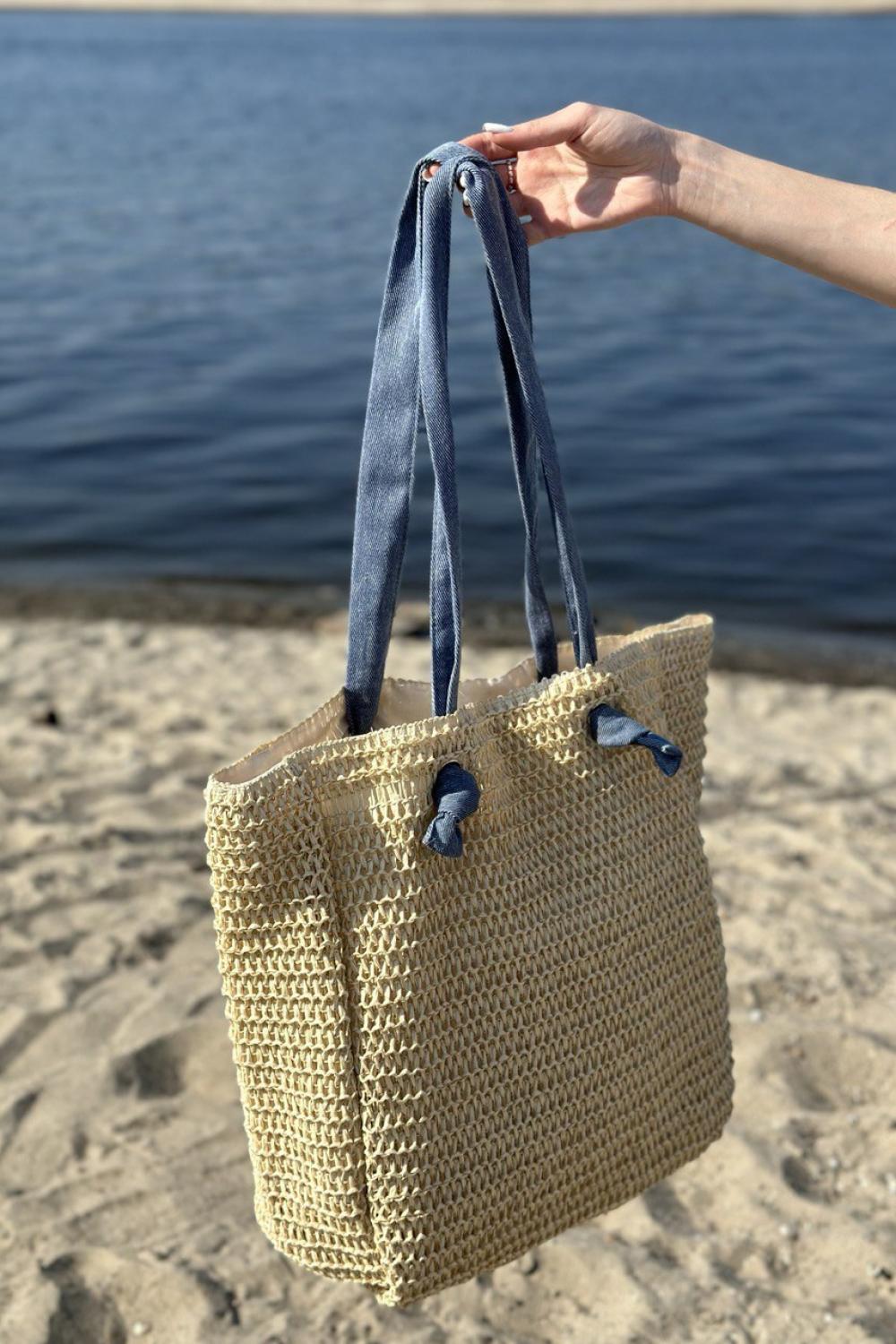 Bag beige from artificial straw L-TO-4017 Moodo