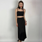 Black silk midi skirt STIMMA