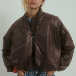 Bomber oversized in the color of ripe cherry
