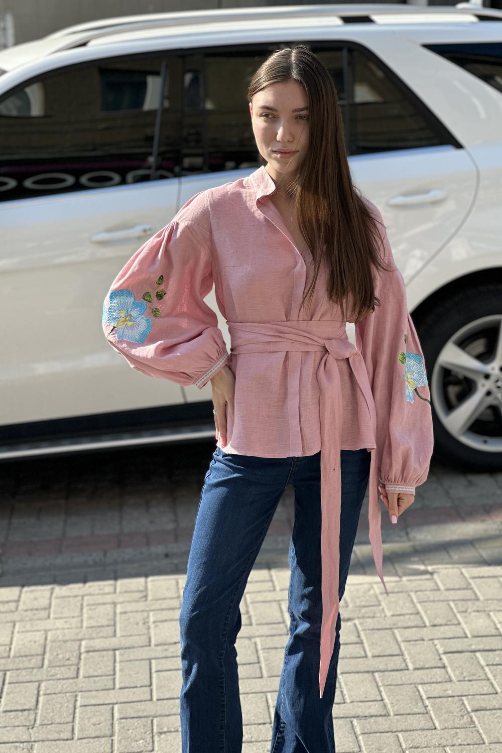 Embroidered jacket women's powder linen EMBROIDERED GEM