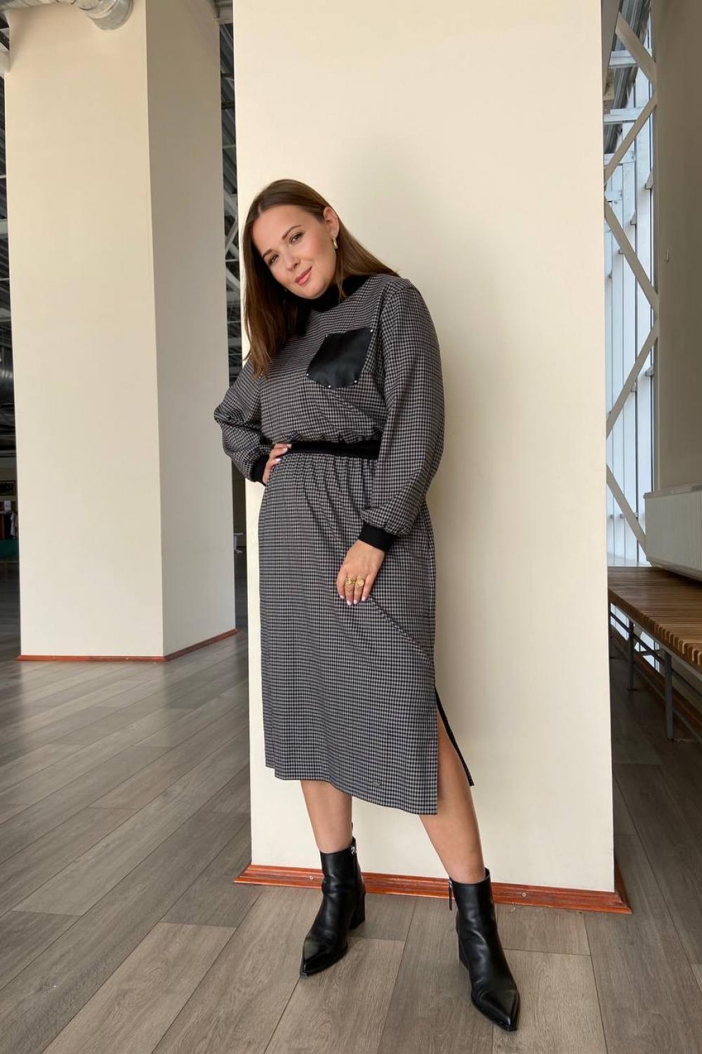 Petro Soroka knitted gray checkered dress