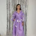 Embroidered GEM women's lavender Richelieu linen dress