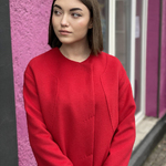 Women's demi-season red woolen coat Mirella moda