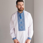 Vyshyvanka men's white ornament Merezhka