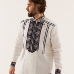 Men's embroidered linen shirt