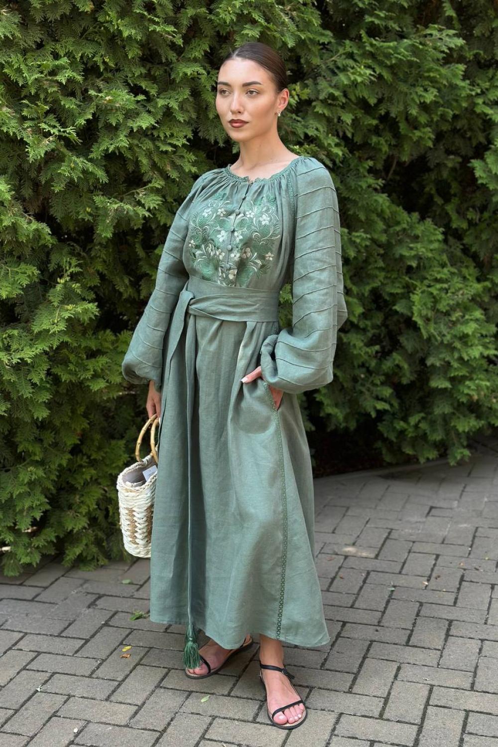 Сукня вишиванка оливкова