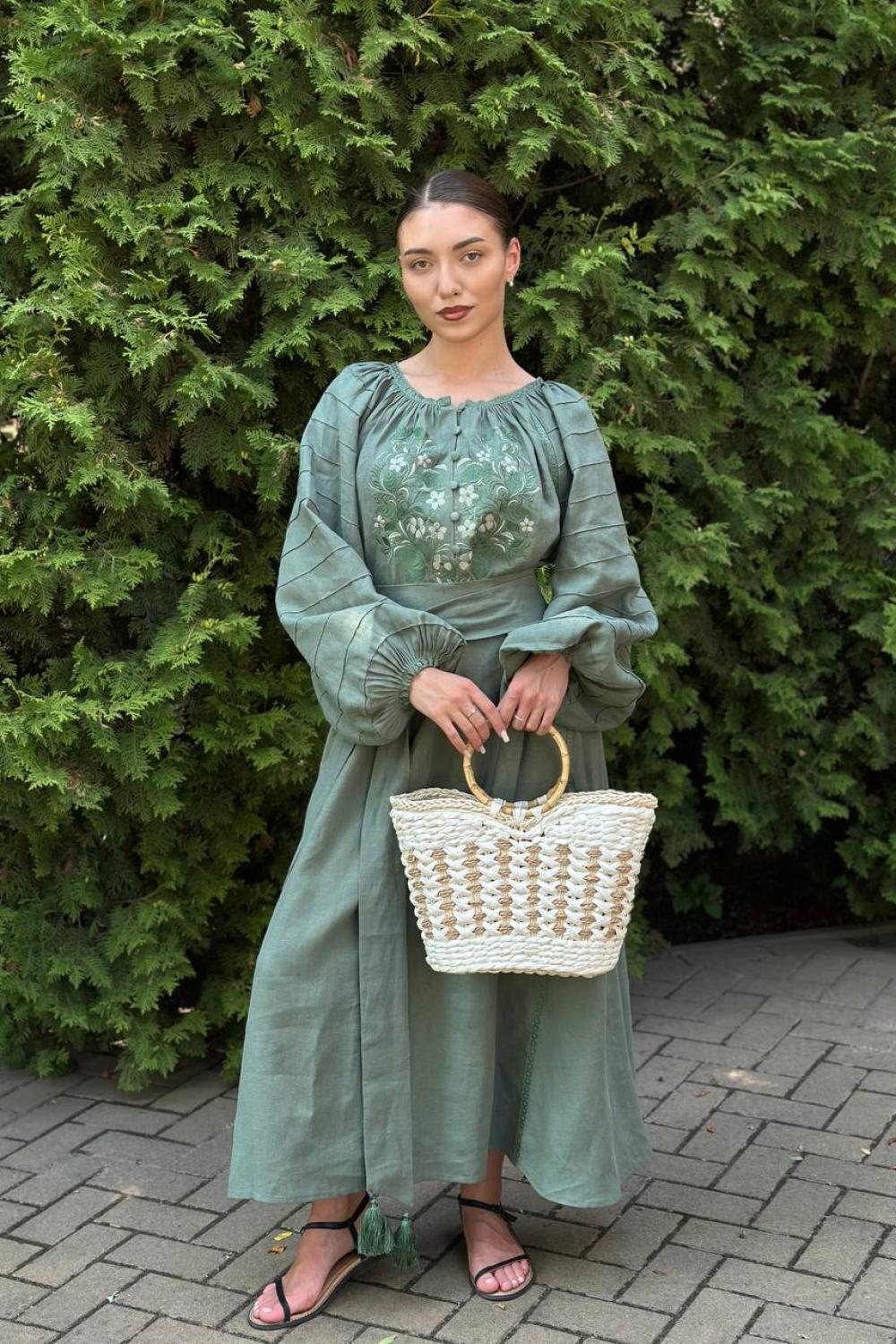 Сукня вишиванка оливкова