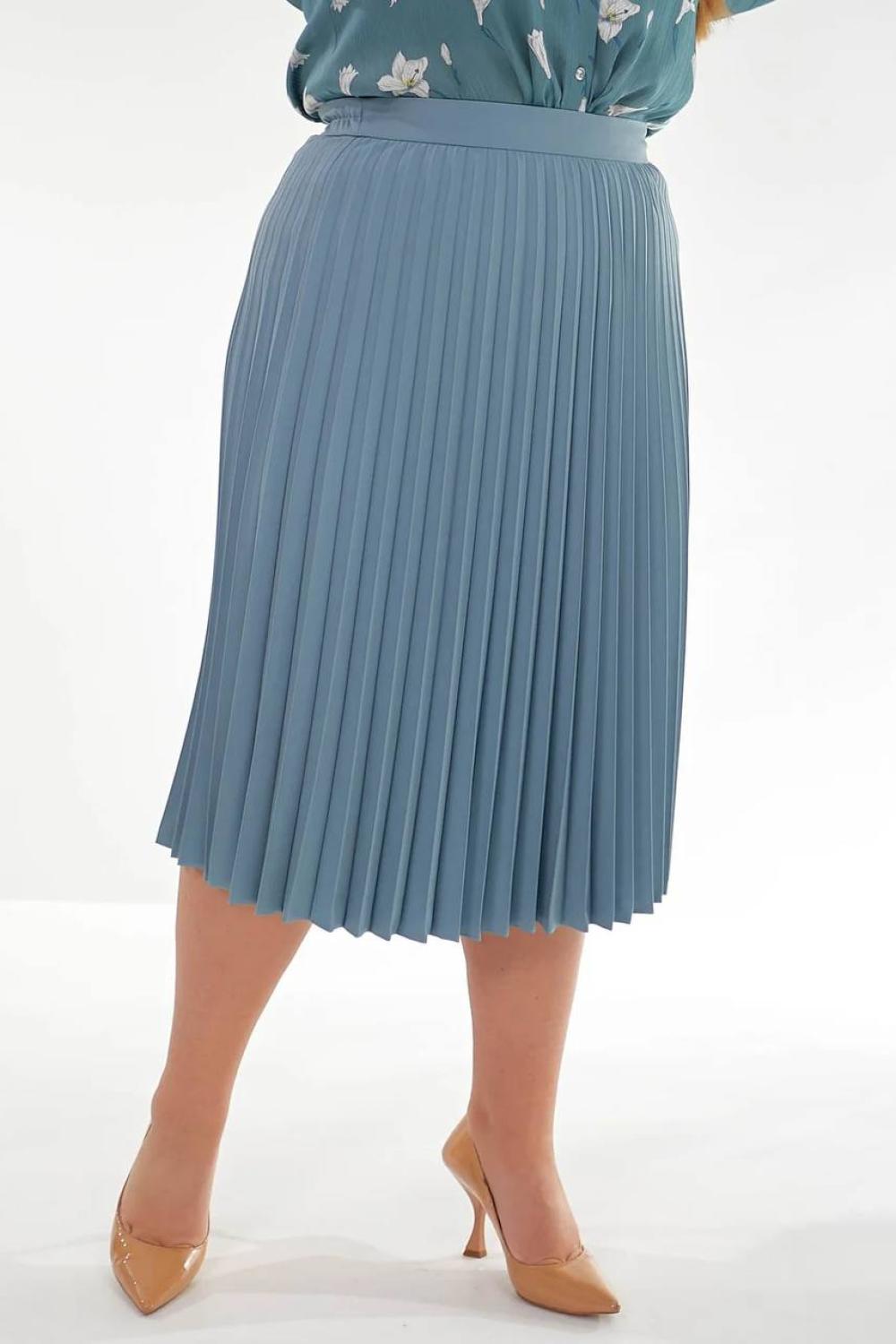 Blue-gray pleated skirt